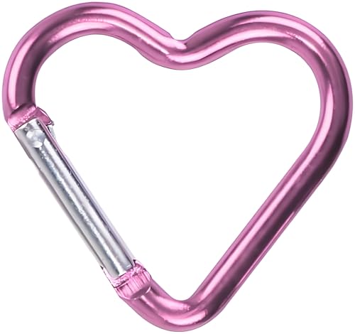 Pink Carabiner Clip, Heart Shaped Climbing Buckle, Aluminum Alloy Heavy Duty Keyring Hook for Camping Fishing Hiking Traveling Aluminum Key Chain Clip Accessories