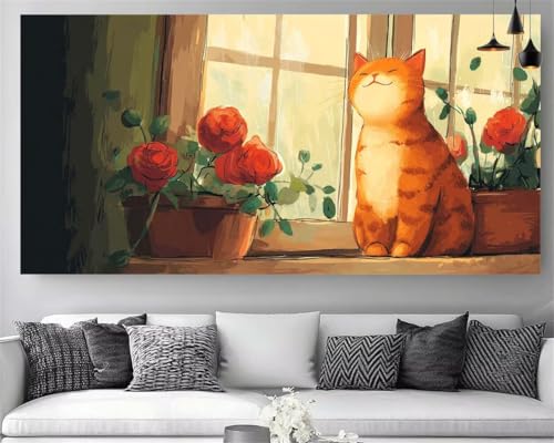 Canevas Peinture Diamant Chat 2025 : Strass Cristal 5D et Motif Fleur Z-P313