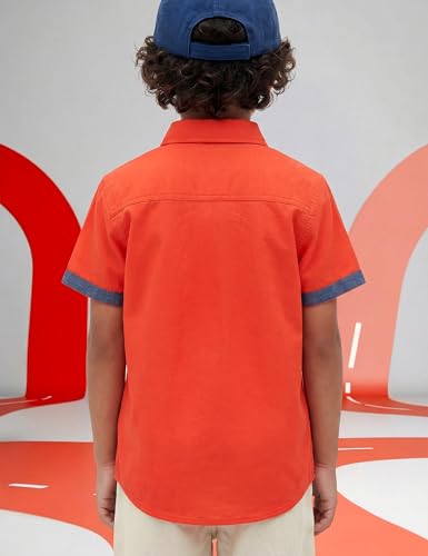 Image of Amazon Brand - Symbol Boys 100% Cotton Solid Casual Shirt | Half Sleeves | Regular Fit | Age 2-14 Years