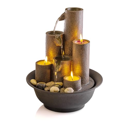 Alpine Corporation WCT202 Indoor Tabletop Tiered Water Fountain Featuring 3 Candles thumb #7