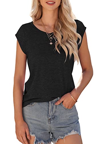 WNEEDU Womens Summer Tops Cap Short Sleeve T-Shirt Lightweight V Neck Shirts Casual Loose Fit Tank Tops 2025 New - Image 4