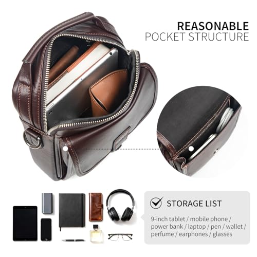 Image of Augus Genuine Leather Small Messenger Bag Crossbody