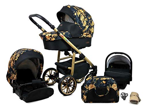 Kinderwagen 3 in 1 complete set met autostoeltje Isofix babybad babydrager Buggy Colorlux Gold van ChillyKids Albion… - Afbeelding 3