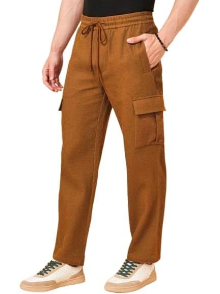 Vanits Men's Loose Fit Trousers with Drawstring Waist-image-18
