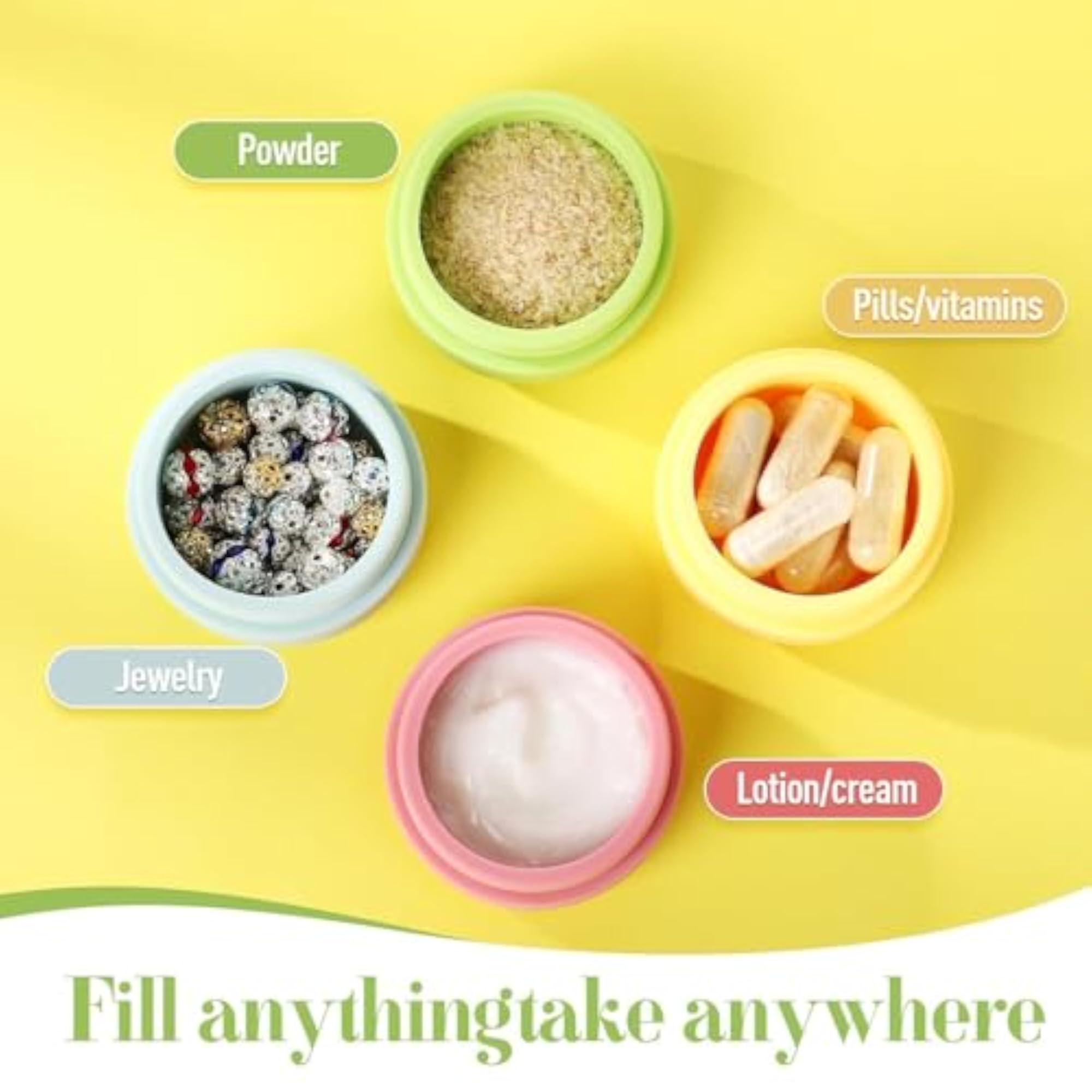 3pcs Silicone Cream Jars for Travel, Leakproof Containers