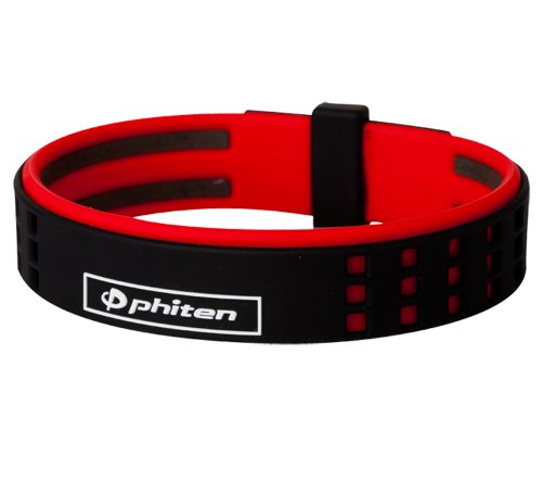 Phiten DUO Titanium Bracelet - Waterproof Sports Silicone Bracelet Wristband for Alternative Healing - Power Elastomer Zone with Micro Titanium Sphere - Black/Red, 8 Inch by Phiten - Used condition - US$17.14