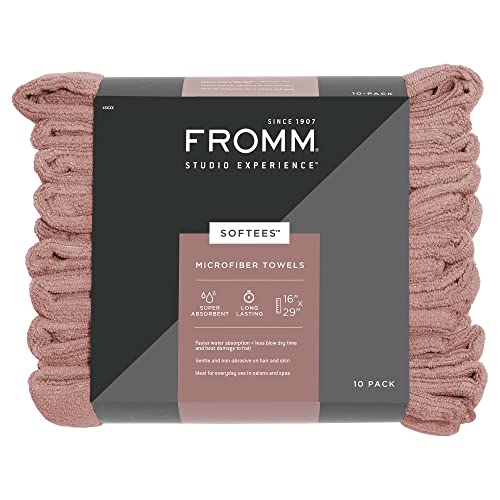 Fromm Softees Microfiber Salon Hair Towels For Hairstylists, Barbers, Spa, Gym In Terracotta, 16" By 29", 10 Count | Perfect Hair Care Towel For Drying Curly, Long, Wavy Hair #TOP22