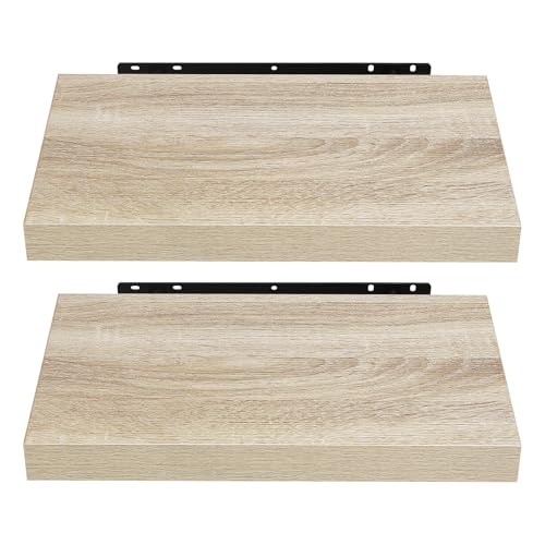 EUGAD Étagère Murale Lot de 2 étagères tablettes Style Moderne en Bois,40x22,9x3,8cm Sonoma Chêne 0083QJ-2