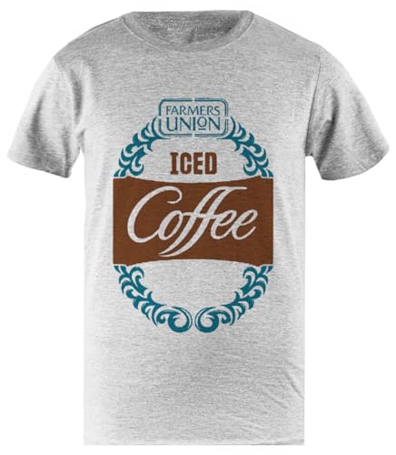 Tambootee Farmers Union Iced Coffee Camiseta Gris para Hombre, Camisa Sencilla De Algodón para Hombre