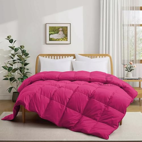 Image of 500 GSM Winter Blanket /Comforter Single Size (60 inchX90 inch) - Unique Design Heavy Winter Quilted Comforter 500 GSM Microfiber Fill -Rajai Single Size - Hot Pink Color