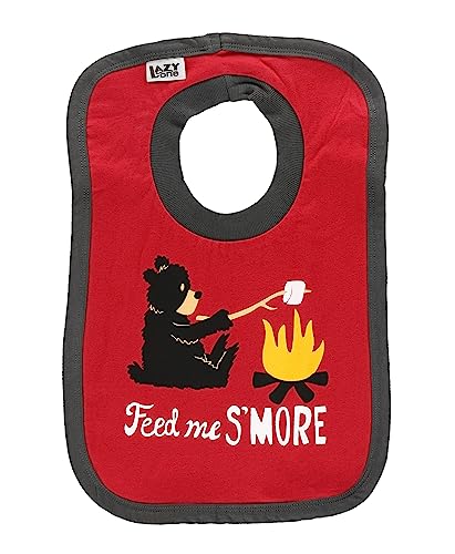 Image of LazyOne Animal-Print Baby Bibs, Cute Baby Shower Gifts, One Size, Bear, S'mores, Camp Fire (Happy Camper, ONE SIZE)