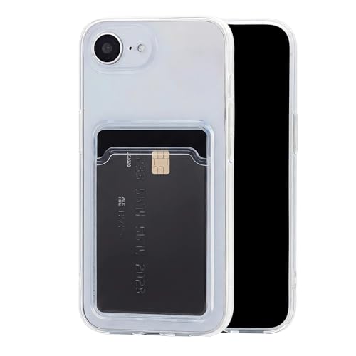 Chengyuanfeng Cover Trasparente per iPhone 16e con Porta Carte, Custodia Ultra-Sottile 1,5 mm in TPU Antigiallo Antiurto, Minimalista con Slot 1 Carta, per Pendolari, Metro e Pagamenti Contactless