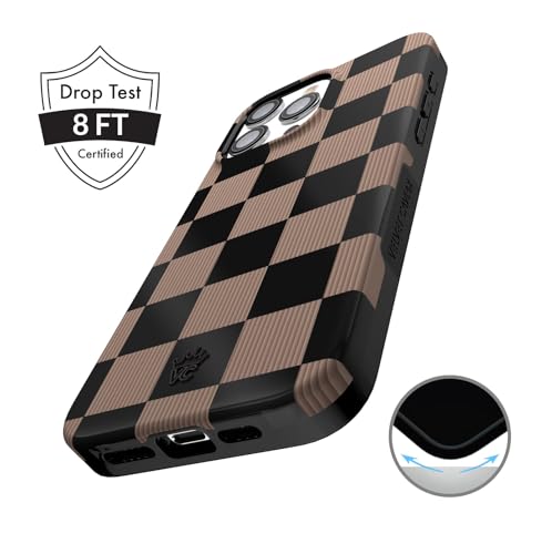 VELVET CAVIAR Checkered Phone Case for iPhone 15 Pro - Compatible with MagSafe - 10ft Drop Tested - Cute Protective Cover for Women - Mocha Brown Black