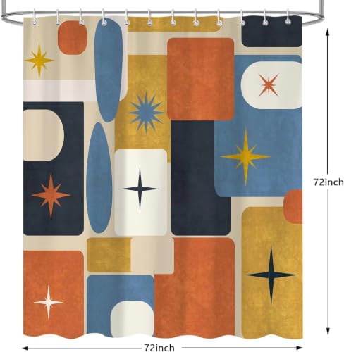 Rideau de douche 120x200 géométrique rétro en polyester imperméable