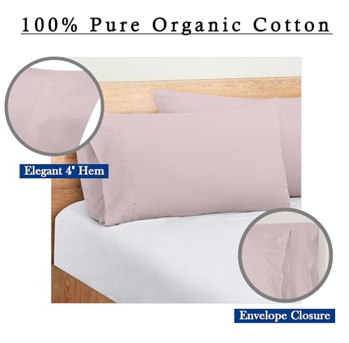 Image of ROYALE LINENS 300 Thread Count 100% Long Staple Combed Cotton Pillowcases Set of 2 - Ultra Soft -Standard Bed Pillow Cover- 20 inchx26 inch -Breathable, Cool & Crisp Percale Pillow Cases (Std, Lavendar)