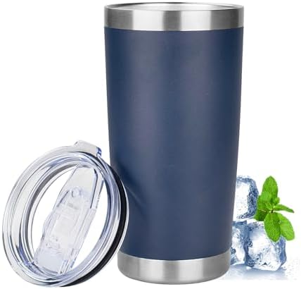20oz Tumbler Insulated Tumbler with Sliding Lid,(Navy Blue, 1pack | 304 Stainless Steel,Travel Coffee Tumbler,Double Wall Vacuum,Gifts for Christmas Women Men School Home Office