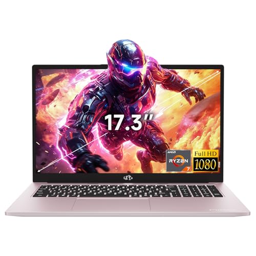 Image of NIMO 17.3 inch Large Screen Gaming Laptop, 2026 Edition AI Ready AMD Ryzen 7 Processor 16GB DDR5 RAM 1TB PCIe4.0 SSD (8-Core, Beat i7-12650H), Radeon 680M, 100W Type-C, Backlit Keyboard, 2-Yr Warranty