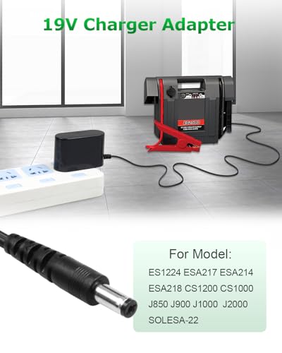 Arkare Charger for Booster PAC ES5000 ES2500 Replacement for Booster PAC ESP5500 ES6000 ES2500C Jump Starter 19V Charger Cord for Booster PAC ES5000 J900 ESA22 ESA217 Jump Starter Power Cord 5.9FT