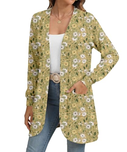 Image of YSYOKOW Cardigan Sweaters for Women Long Sleeve Open Front with Pockets | Long Cardigans for Women Lightweight Soft Casual Dressy Loose Fit Cardigan Sweater with Pockets for Work and Office