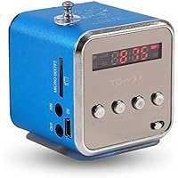 Mini Altavoz, Reproductor de Música de Radio FM Portátil de Alta Sensibilidad, Moda de PC, Compatible con Tarjeta TF Y Disco U, para el Hogar, Dormitorio, Cocina, Baño, Automóvil, Viajes,(Azul)