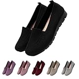 2026 Women's Orthopedic Slip On Walking Shoes - Breathable Knit Mesh Loafers with Non-Slip Soft Sole, Lightweight Arch Support Cushioned Flats for All-Day Work & Travel Black B