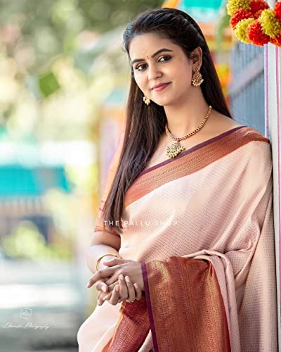 Image of ZECVA Women's Art Lichi Indian Traditional Style Silk Saree With Unstitched Blouse Piece