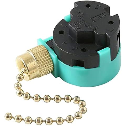 Akahttbn Ceiling Fan Replacement Parts Zing Ear ZE-268S6, Ceiling Fan Switch 3 Speed 4 Wire Pull Chain Cord Switch Speed Control Compatible with Hunter Ceiling Fans Wall Lamps (Brass Pull Chain) Cover