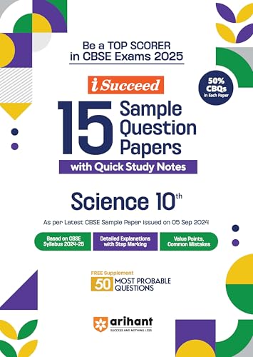 Image of Arihant I-Succeed CBSE Sample Paper Class 10th (2024-2025) Hindi A, Science, Social Science, Maths Standard & English Language | Combo Set of 5 Books for Exam 2025