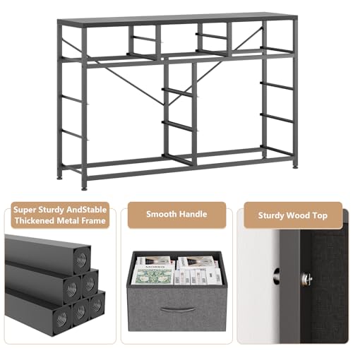 GAOMON 10 Drawers Fabric Dressers for Bedroom, Modern Chest of Drawers, Lightweight Entertainment Center with Fabric Bins for Living Room, Hallway, 45" Wide TV Stand Dressers, Wood Top, Steel Frame