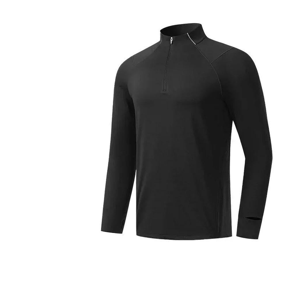 GLDFW - Camiseta deportiva de manga larga para hombre, secado rápido, con cremallera, cuello alto, para correr, entrenamiento, entrenamiento, fitness, manga larga