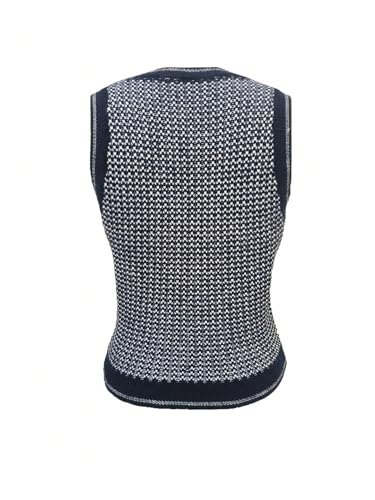 MakeMeChic Women's Crew Neck Sweater Vest Sleeveless Contrast Binding Vintage 90s Knit Top2