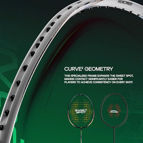 Image of Hundred Hyfonic 1 Badminton Racket (Strung) | Graphite Frame | Precision Control Racket | Balanced Feel for Accurate Shots | Max Tension 30 lbs | Full Cover Included