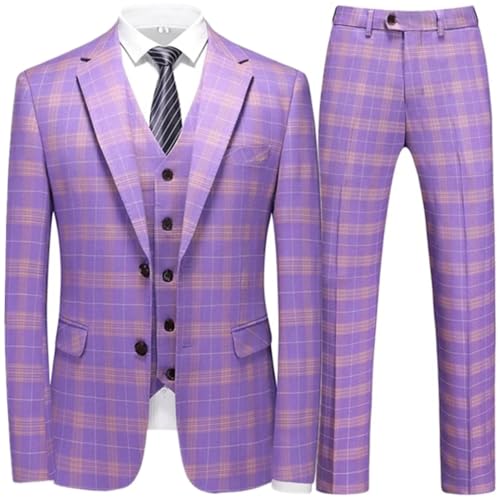 Men Boutique Business Plaid Striped Suit Vest Pants 3 Pcs Set Casual Dress Blazers Jacket Coat Trosers2