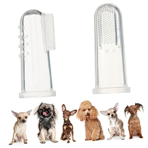 VANZACK 4-pc Pet Finger Toothbrush Set Dog Cat Small to Large Pets Gentle Care No Damage Design