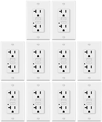 10 Pack - ELECTECK 20A/125V Non-Tamper Resistant GFCI Outlets, Decor GFI Receptacles with LED Indicator, Ground Fault Circuit Interrupter, Wallplate Included, ETL Listed, White