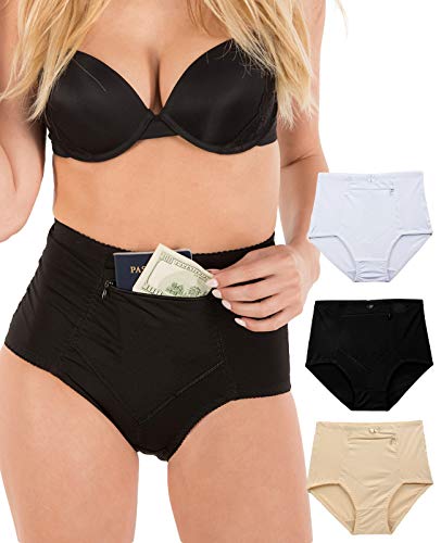 Barbra’s Women’s Travel Pocket Underwear Girdle Brief Panties S-4XL (2XL, 3 Pack) - Thumbnail 6