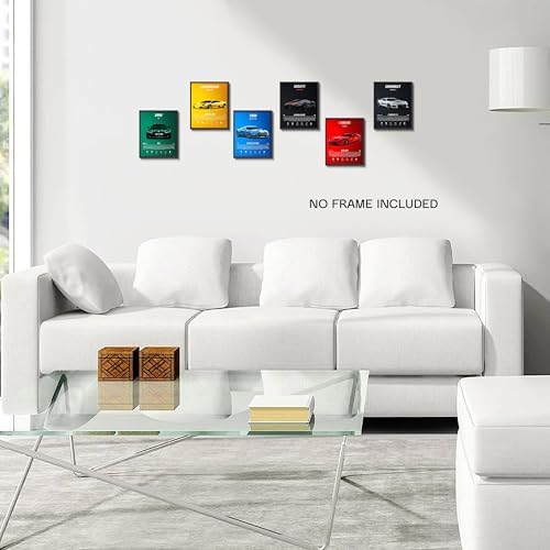 HTTART Car Posters Wall Art Set of 6, Colorful Supercar Canvas Wall Decor Paintings, Vintage Race Car Aesthetic Prints Pictures for Boys Room Men Room Bedroom Dorm 8x10Inch Unframed — view 5