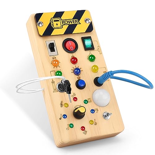 Image of wakeInsa Montessori Busy Board,Montessori Toys for 1-3 Years Old,Baby Sensory Board,Preschool Learning Activities,Wooden Toys for Toddler,Christmas & Birthday Gift for Boys & Girls