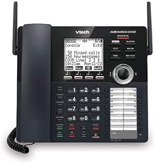 VTech AM18447 Main Console 4-Line Expandable Small Business Office Phone System with Answering Machine, Intercom, Auto Attendant & Music on Hold , Black