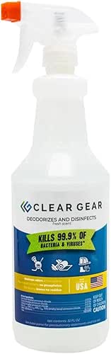 Clear Gear Disinfectant Cleaner, and Deodorizer For Sports Equipment, Gyms,