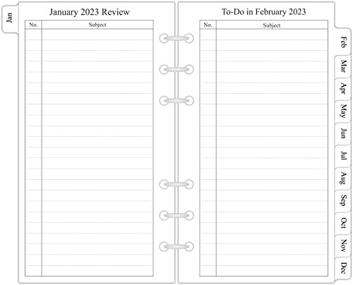 2023 Monthly Planner Refill, Two Page Per Month, January 2023 - December 2023, 3-3/4" X 6-3/4", Personal/Compact/Size 3 #TOP1