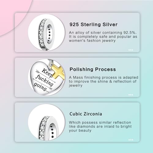Image of LUXILLA Love You Best Friend Grandma Wife Heart Charm 925 Sterling Silver Charms Fit for Bracelets Necklace Jewelry Gift for Women