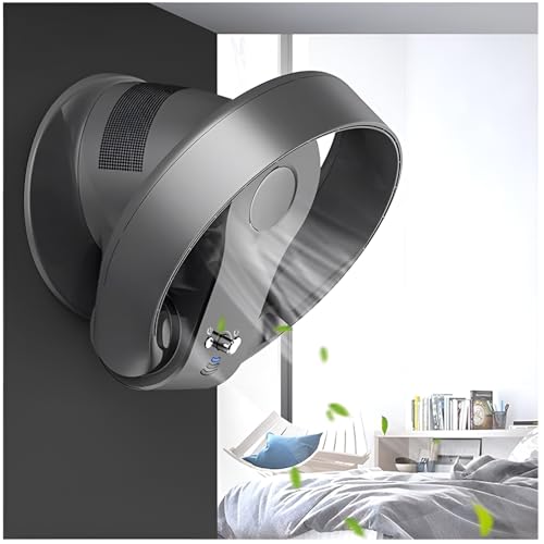 OWOHYG Ventilatore da Parete Silenzioso Senza Pale, Ventilatore da scrivania da 30 cm, Oscillazione a 80°, Timer a 3 velocità, per Uso Interno, casa, Ufficio e dormitorio Universitario, Nero - 34 cm