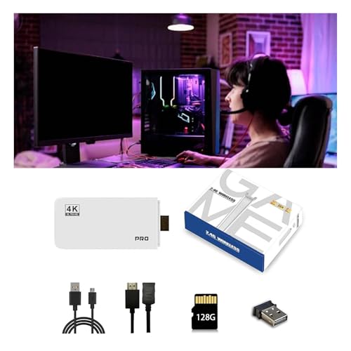 Console di gioco retrò 2.4G controller wireless, game stick wo-player arcade joy-stick, con oltre 40.000 giochi classici, uscita HDMI 4k, 23 emulatori, console di giochi retrò plugs-and-play (64G)