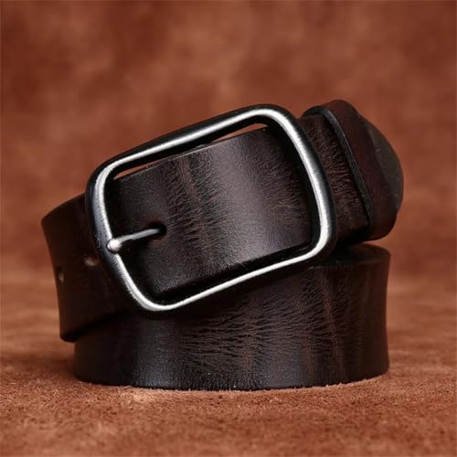 3.8cm Solid Cowhide Leather Belt with Stainless Steel Buckle for Men’s Jeans3