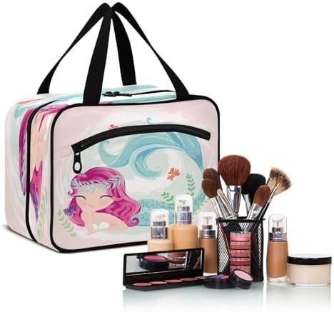 XIEXIESHER Beauty Case Sirena Per Ragazze, Wash Bag Da Viaggio Con Gancio, Impermeabile E Capiente