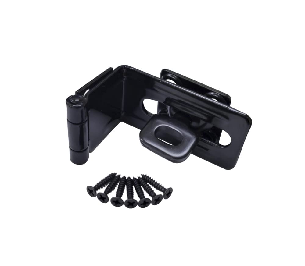 QCAA 90 Degree Angel HASP and Swivel Staple, 4-1/2", Steel, Black, 1 Pack, Made in Taiwan, 1pack - Image 2