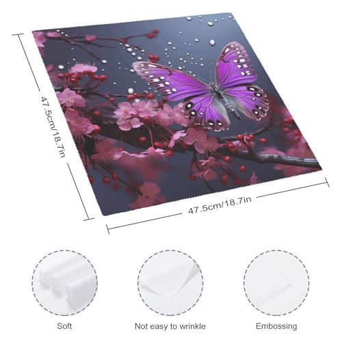 Servilletas de Tela Moradas con Mariposa, 18.7 x 18.7 in, 1 unidad miniatura 2