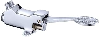 Floor Mount Single Brass Pedal Valve, Foot Operated Faucet Foot Pedal Valve for Faucet, Floor Mounted Singe Foot Pedal Water Valve Touchless Pedal Valve for Basin Water Tap, Bathroom Basin Faucet