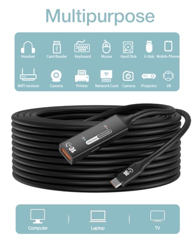 Cable activo USB C a A 7m de 10Gbps con repetidor para datos rápidos 3